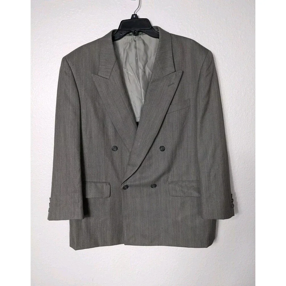 Paolo Gucci Men Sz 46 R Vintage Navy Striped Front Pockets New‎ Wool Blazer 338